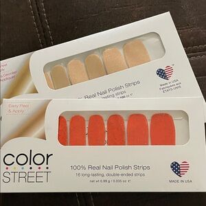Color Street Vibrant Orange and Soft Cream Nail Strips
